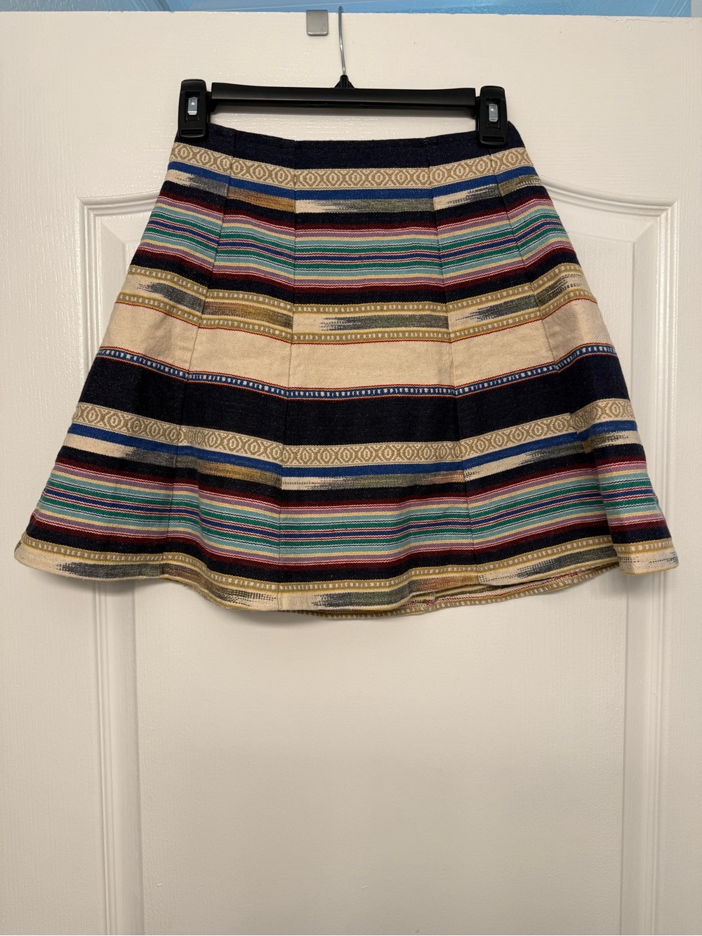 Chloe Oliver Anthropologie Striped Pleated Mini Skirt Size 2